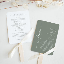 SAGE Minimalistisch Wedding Program (Set von 10 Ja Fächer