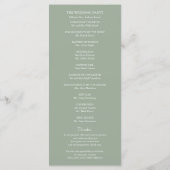 Sage Minimalistisches Hochzeitsprogramm für die Go Programm (Rückseite)