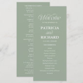 Sage Minimalistisches Hochzeitsprogramm für die Go Programm (Vorne/Hinten)