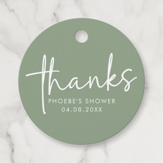 Sage Minimalistisches Script Brautparty Bevorzugen Geschenkanhänger (Vorderseite)