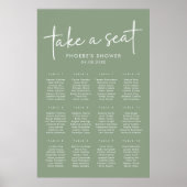 Sage Minimalistisches Script Brautparty Seekarte Poster (Vorne)