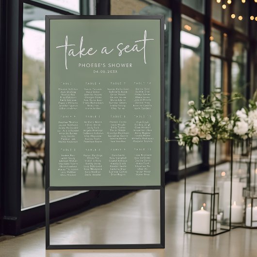 Sage Minimalistisches Script Brautparty Seekarte Poster