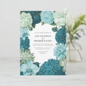 Sage Mint, Ocean Teal & Ice Bluebell Wedding Einladung (Stehend Vorderseite)