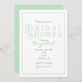 Sage Mint & White Brautparty Chic Einladung (Vorne/Hinten)