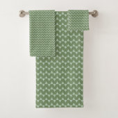 Sage Mint Zigzag Pattern Modern Geometric Green Badhandtuch Set (Insitu)