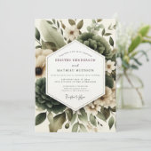 Sage Misted Foliage Wedding Einladung (Stehend Vorderseite)