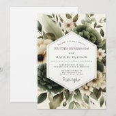 Sage Misted Foliage Wedding Einladung (Vorne/Hinten)