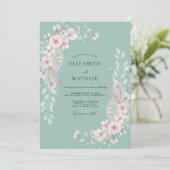 Sage Misty Flora Hochzeit Einladung (Stehend Vorderseite)
