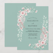 Sage Misty Flora Hochzeit Einladung (Vorne/Hinten)