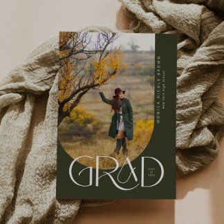 Sage Modern Arch Minimalistisch Foto Graduation Pa Einladung