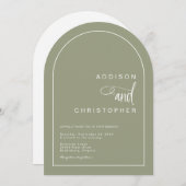 Sage Modern Arch Minimalistische Script Hochzeit Einladung (Vorne/Hinten)