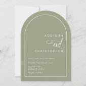 Sage Modern Arch Minimalistische Script Hochzeit Einladung (Vorderseite)