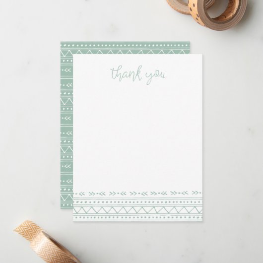 Sage Modern Boho Vielen Dank Mitteilungskarte (Vorderseite/Rückseite Beispiel)