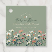 Sage Modern Boho Wildblume Baby in Blütendusche Geschenkanhänger (Vorderseite)
