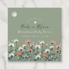 Sage Modern Boho Wildblume Baby in Blütendusche Geschenkanhänger
