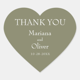 Sage Modern Border Minimalistisch Wedding Herz-Aufkleber