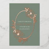 Sage Modern Floral Sketch Oval Save the Date Folieneinladung (Vorderseite)