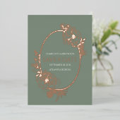 Sage Modern Floral Sketch Oval Save the Date Folieneinladung (Stehend vorne)