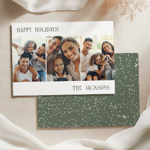 Sage Modern Foto Collage Holiday Card mit Schnee Feiertagskarte