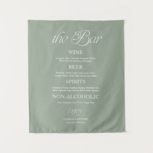 Sage Modern Minimalist "Die Bar" Hochzeitsschild Wandteppich