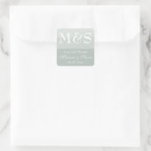 Sage Modern Script Wedding Quadratischer Aufkleber (Tasche)