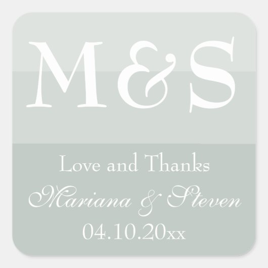 Sage Modern Script Wedding Quadratischer Aufkleber (Vorderseite)