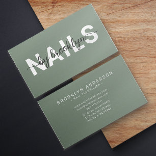Sage Modern Typografy Nail Artist Visitenkarte