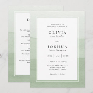 Sage Modern Wedding All In One Einladung