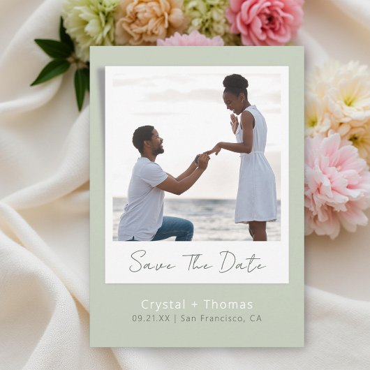 Sage Modern Wedding Foto Save The Date