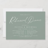 Sage moderne Drehbuch minimalistische Probe Dinner Einladung (Vorderseite)