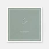 Sage moderne Paar monogramm minimalistische Hochze Serviette (Vorderseite)