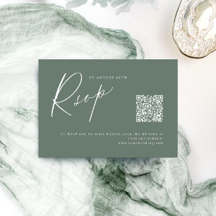 Sage moderne Skript minimalistisch Hochzeit QR-Cod RSVP Karte