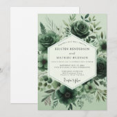 Sage Monochromatic Flora Wedding Einladung (Vorne/Hinten)
