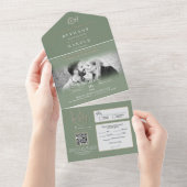 Sage Monogram All in one Wedite Einladung (Abreißtisch)