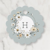 Sage Monogram Boho Blume Personalisiert skaliert Geschenkanhänger (Vorderseite)