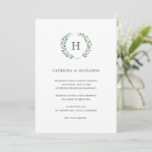 Sage Monogram Greenery Rustic Wedding Reception Einladung (Stehend Vorderseite)