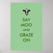 Sage Moo und grasen auf dem sonnigen Kuhplakat Poster (Vorne)