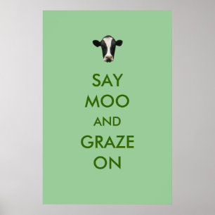 Sage Moo und grasen auf dem sonnigen Kuhplakat Poster