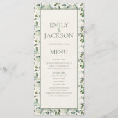 Sage Moss Green Blätter Cream Wedding Menu Menükarte (Vorderseite)