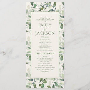 Sage Moss Green Blätter Cream Wedding Program Programm