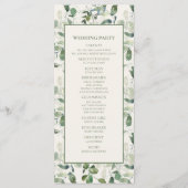 Sage Moss Green Blätter Cream Wedding Program Programm (Rückseite)