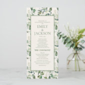 Sage Moss Green Blätter Cream Wedding Program Programm (Stehend Vorderseite)