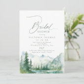 Sage Mountain Forest Rustic Bridal Shower Einladung (Stehend Vorderseite)