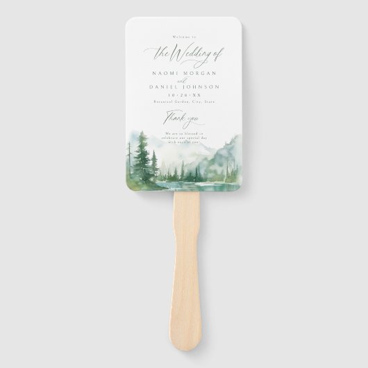 Sage Mountain Forest Rustic Wedding Programs Fächer (Vorderseite)