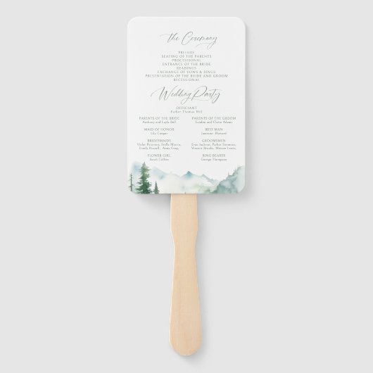 Sage Mountain Forest Rustic Wedding Programs Fächer (Rückseite)