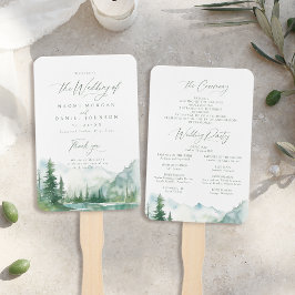 Sage Mountain Forest Rustic Wedding Programs Fächer
