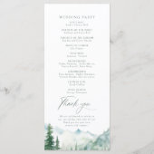 Sage Mountain Forest Rustic Wedding Programs Menükarte (Rückseite)