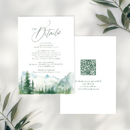 Sage Mountain Forest Rustikale QR-Code-Details Mitteilungskarte