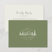 Sage Mountain Hochzeits-QR-Code-RSVP-Karte Begleitkarte (Vorne/Hinten)