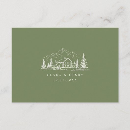 Sage Mountain Hochzeits-QR-Code-RSVP-Karte Begleitkarte (Vorderseite)